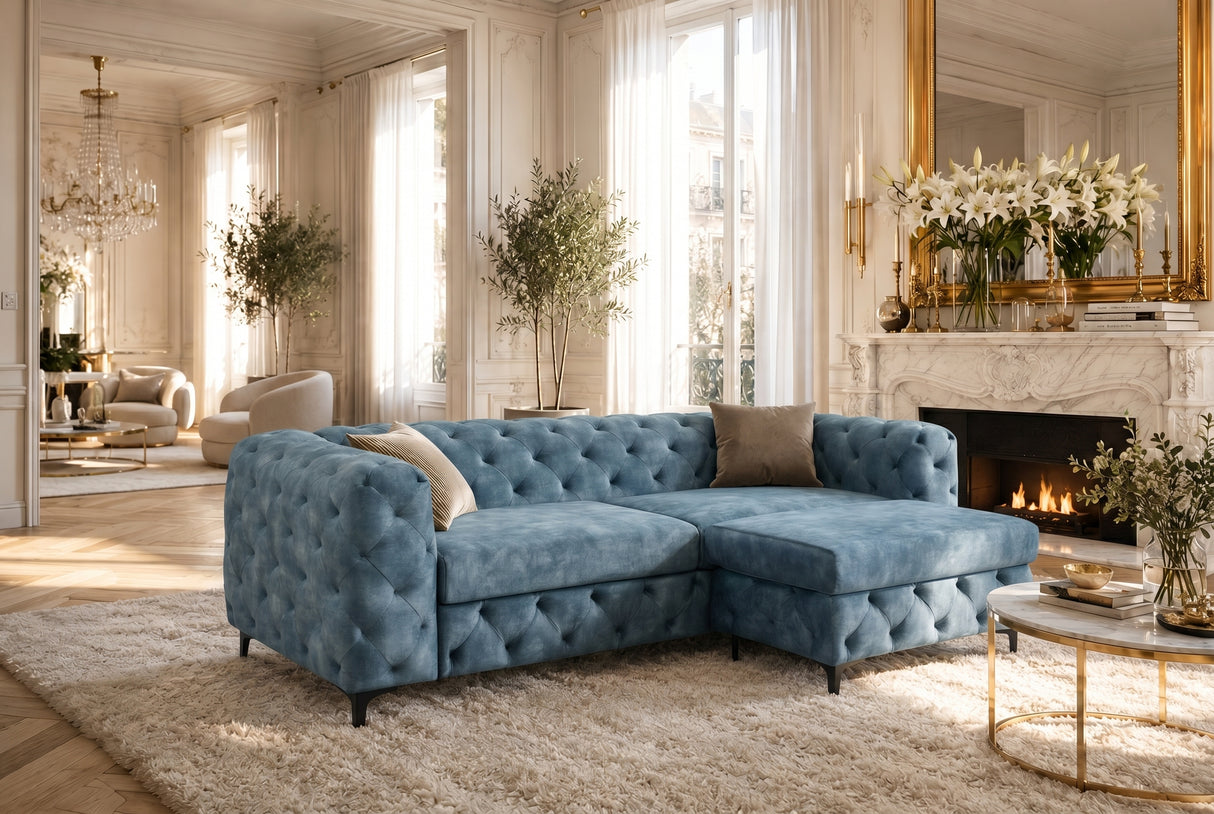 Sofa MODERN BAROCK 235cm 3-Sitzer Samt petrol