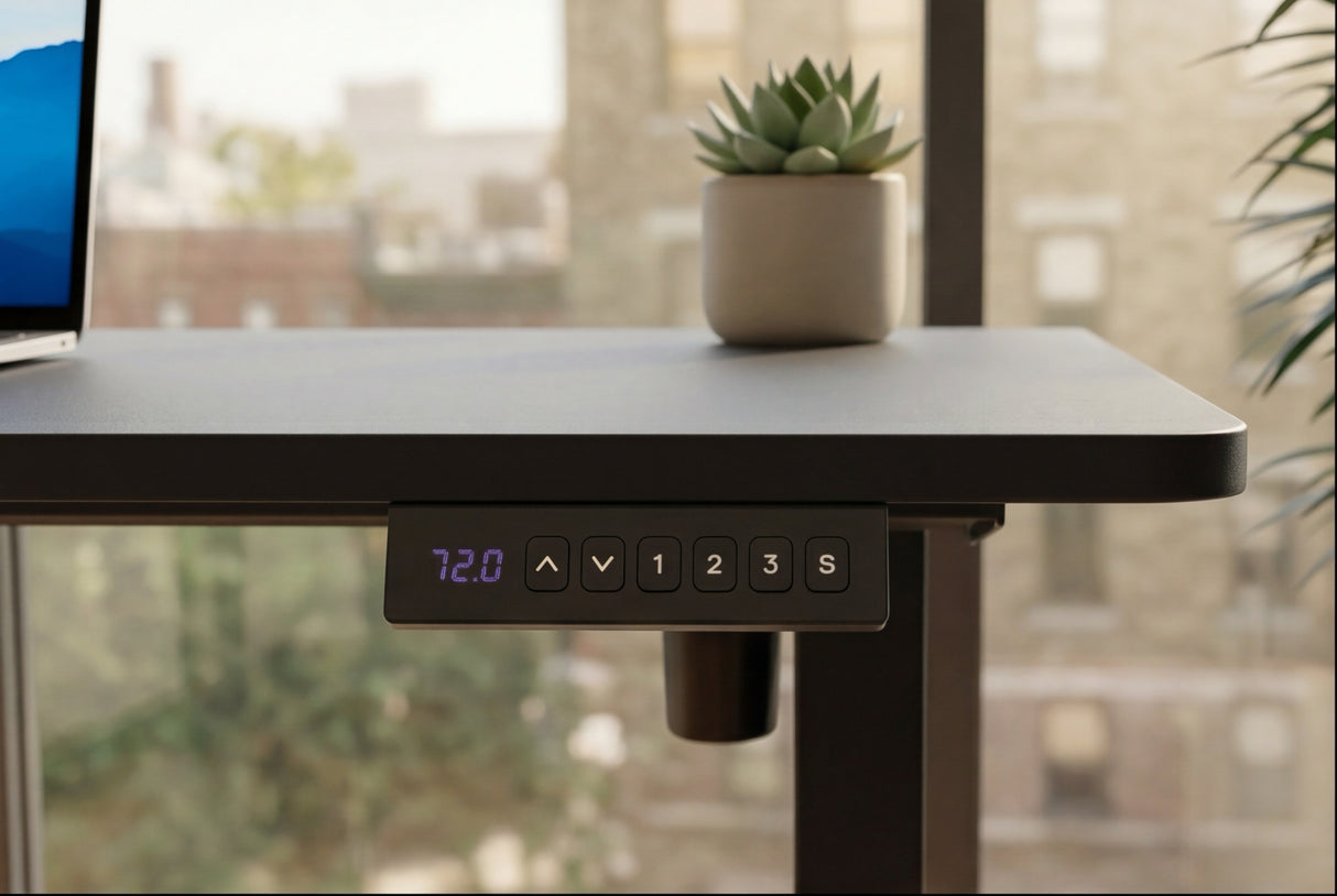 Bürotisch BLACK DESK 140cm höhenverstellbar anthrazit mit schwarzem Gestell