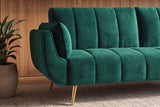 Sofa bed DIVANI 220cm 3-seater w/ armrest cushions velvet emerald green metal feet gold
