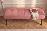 Bench BOUTIQUE 100cm button tufted look velvet dusky pink w/ black metal legs