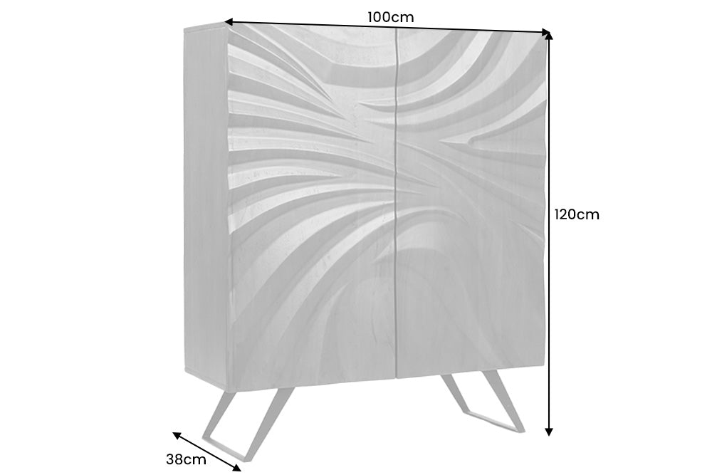 Highboard HURRICANE 120cm 3D acacia wood grey