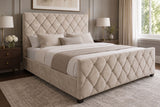Bett ELYSIUM 180x200cm mit Stauraum und Lattenrost Samt Champagner Beige