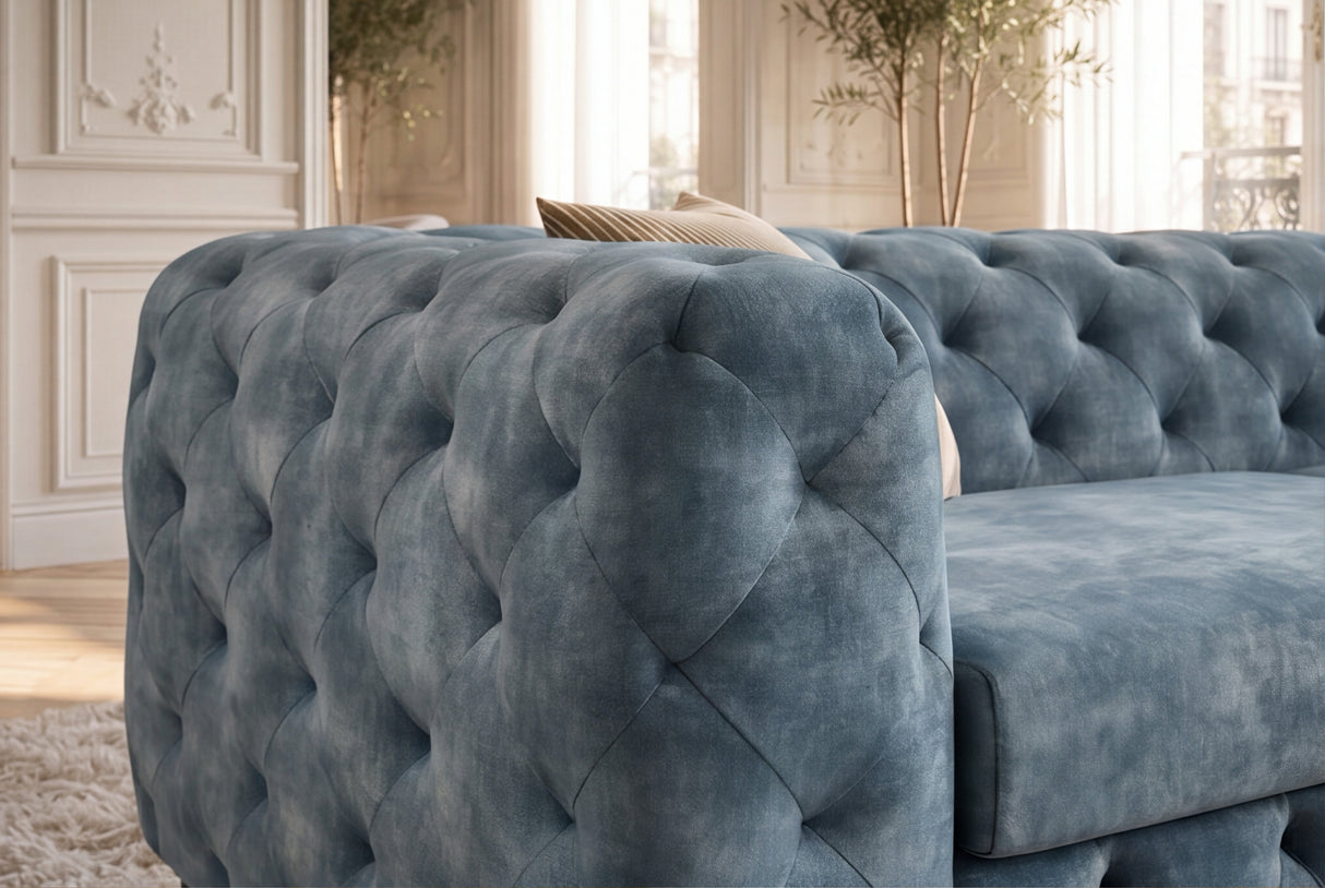 Sofa MODERN BAROCK 235cm 3-Sitzer Samt petrol