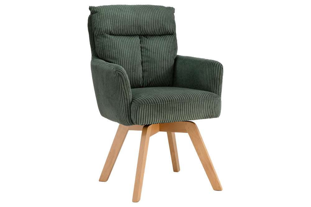 Drehsessel BIG GEORGE 360° drehbar Buchenholzgestell m/ Armlehnen Federkern Cord grün