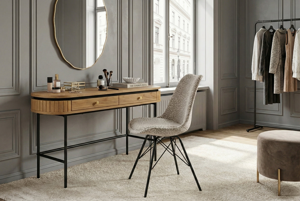 Chair SCANDINAVIA MEISTERSTÜCK leopard pattern beige grey