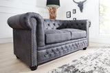 Sofa CHESTERFIELD 2-Sitzer Antikoptik Mikrofaser grau 