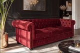 Sofa CHESTERFIELD 205cm 3-Sitzer Samt Rot