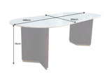 Dining table GATSBY 240cm oval mango wood v-shape frame marble top white