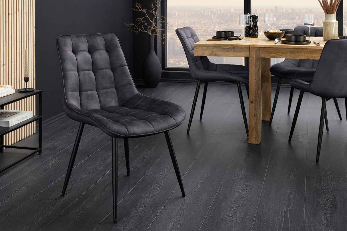 Stuhl ROADSTAR Samt dunkelgrau mit schwarzen Metallbeinen