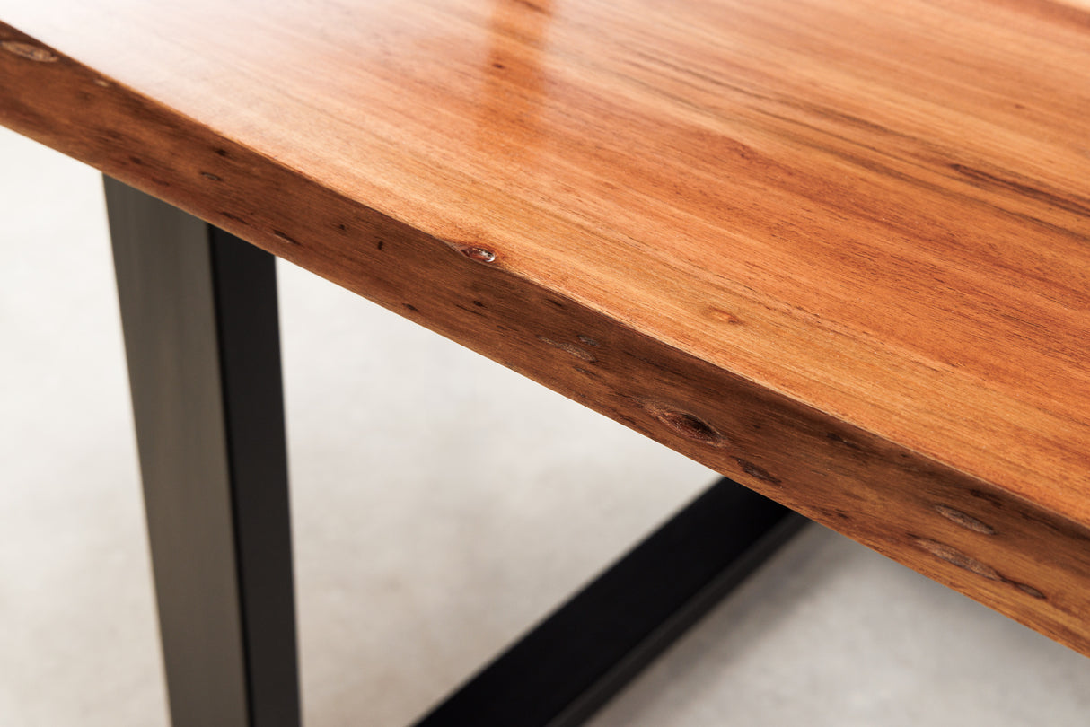 Dining table LIQUID 160cm acacia wood blue epoxy strip