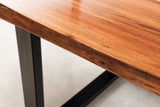 Dining table LIQUID 160cm acacia wood blue epoxy strip