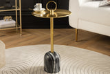 Beistelltisch ELEGANCE 60cm Tablett gold schwarz Marmor