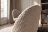 Chair MIA CASA brushed metal legs cord beige champagne gold