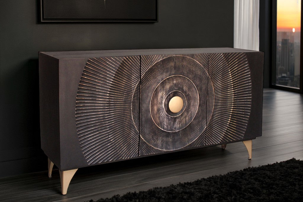 Sideboard GOLDEN SUNSET 140cm 3D mango wood black