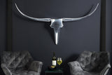 Wanddeko Geweih BULL 120cm Aluminium silber