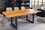 Dining table MOSAIK 140-180cm extendable recycled pine wood vintage brown