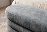 Bench chest VOGUE 85cm oval upholstered w/ storage space velvet grey