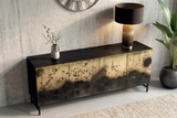 Sideboard OXID 180cm Metall schwarz gold massives Mangoholz