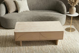 Coffee table SAVOY 120cm 3D natural w/ travertine marble ceramic top