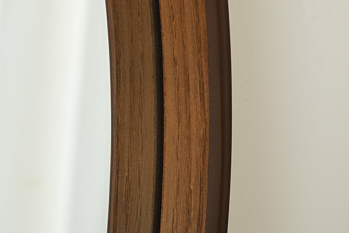 Wall mirrow PORTRAIT 70cm round walnut wood veneered