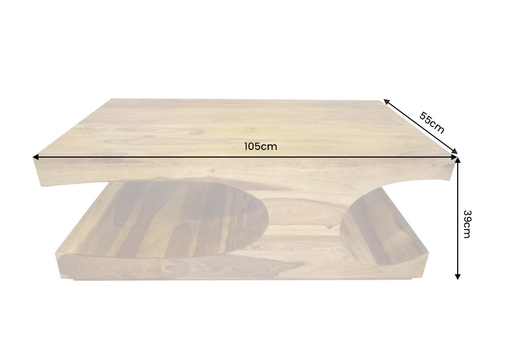 Coffee table GOA 105cm w/ storage space sheesham wood brown