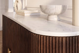 Sideboard GATSBY 120cm mango wood brown marble top white
