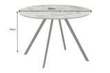 Esstisch ATELIER 100cm rund, graue Steinoptik mit schwarzen Metallbeinen