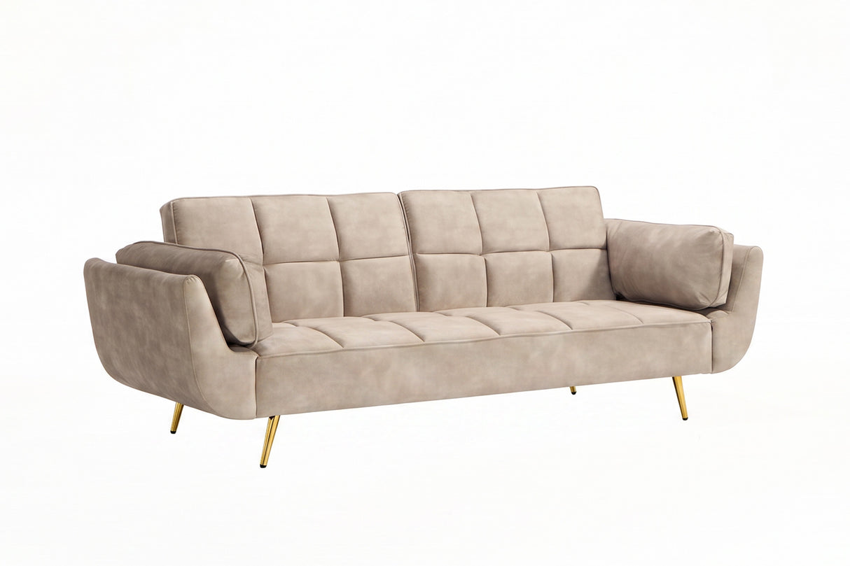 Schlafsofa BOUTIQUE 215cm 3-Sitzer Samt Champagner Beige