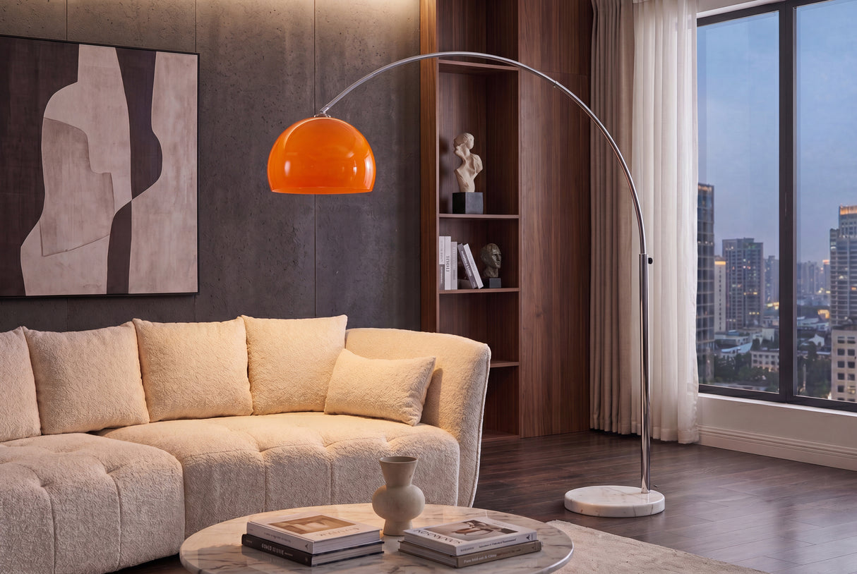 Floor lamp BIG BOW 175-205cm orange w/ marble base