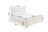Bed ELYSIUM 140x200cm w/ storage space and slatted frame diamond pattern velvet champagne beige