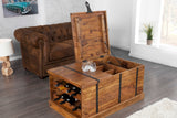 Coffee table and bar BODEGA 100cm sheesham wood with metal fittings