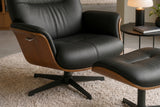 Hocker VOGUE drehbar 360° Pappel furniert Kunstleder schwarzbraun