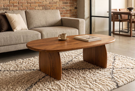 Couchtisch SCULPTURA 110cm skulpturale Form Akazienholz braun