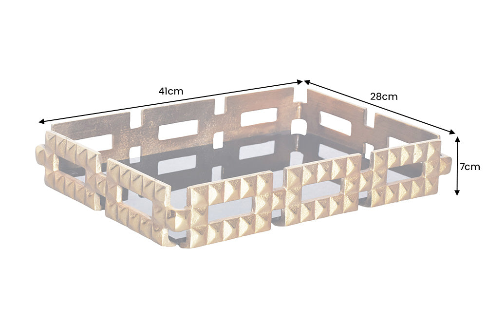 Tablett VARIATION 40cm Glas schwarz Aluminium gold