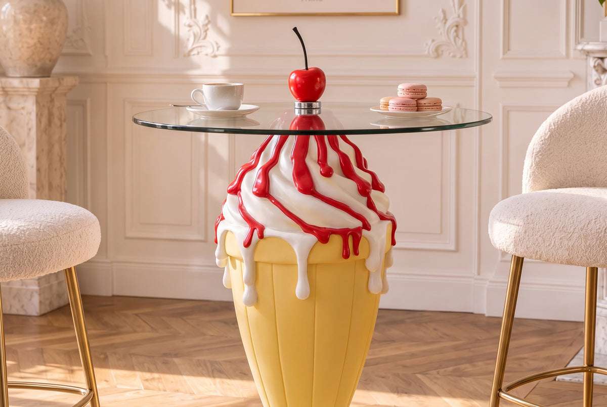 Bistro table SOFT POP 75cm pastel yellow w/ magnetic removeable cherry SWEET SOCIETY in-house Design