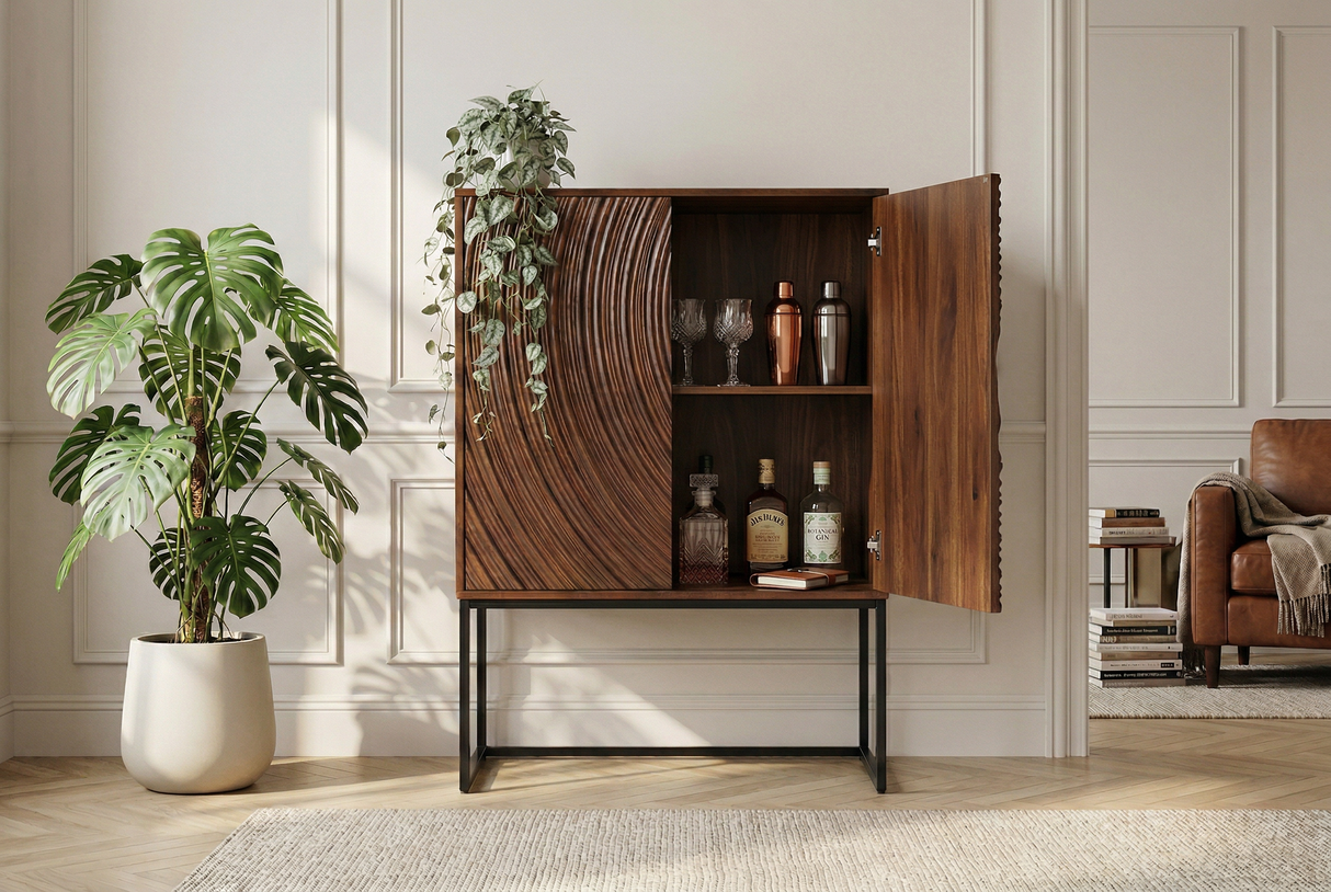 Highboard ORBIT 120 cm 3D braunes Mangoholz