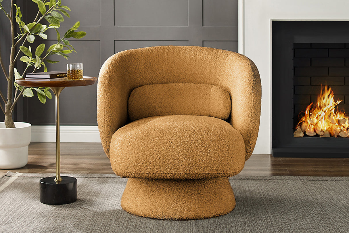 Sessel BOSSA NOVA 360° drehbar Bouclé senfgelb