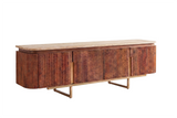 TV-Board GATSBY 160cm retro style mango wood travertine top brown gold