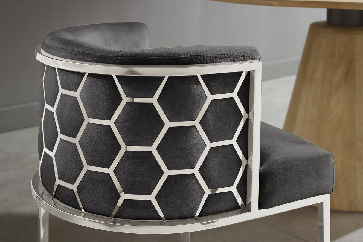 Stuhl ELEGANCE, samtgrau mit silberfarbenem Edelstahlgestell