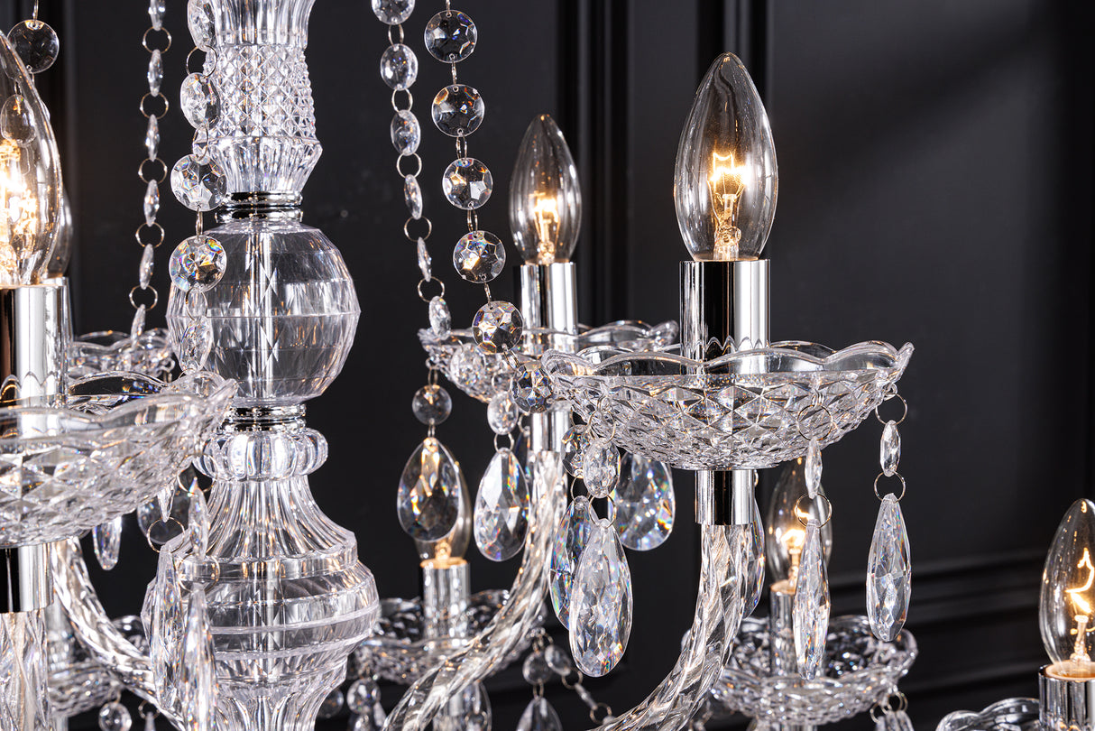 Chandelier DIAMONDS 15-armed clear acrylic