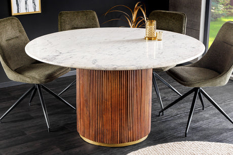Esstisch GATSBY 140cm rund Mangoholz Marmor