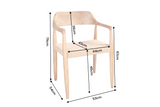 Chair KENNEDY wicker seat w/ armrests recyled pine wood natural