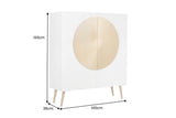 Highboard AURUM 120cm textured front gold circle accent mango wood white gold metal feet