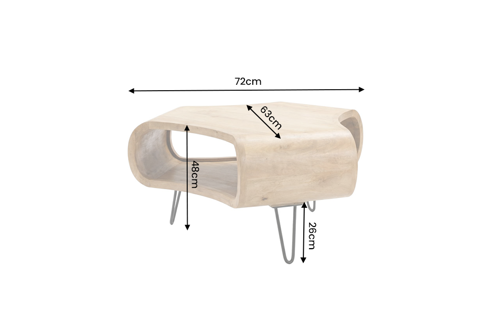 Coffee table ORGANIC LIVING 70cm w/ hairpin legs mango wood natural