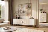 TV-Wand GOLDEN SUNSET 180 cm 3D Mangoholz weiß
