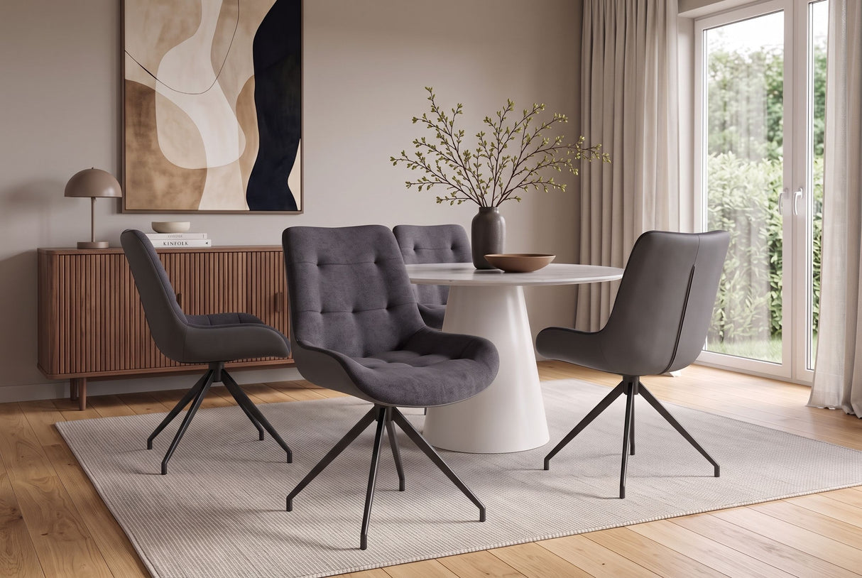 Chair DIVANI retro style artificial leather microfibre dark grey black