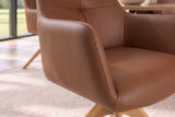 Swivel chair ALMARA 360° auto-return w/ armrests pocket spring core leather cognac brown
