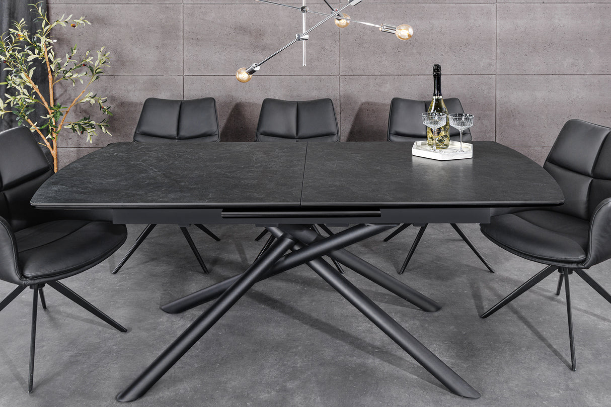 Dining table MIKADO 180-230cm extendable ceramic graphite marble top