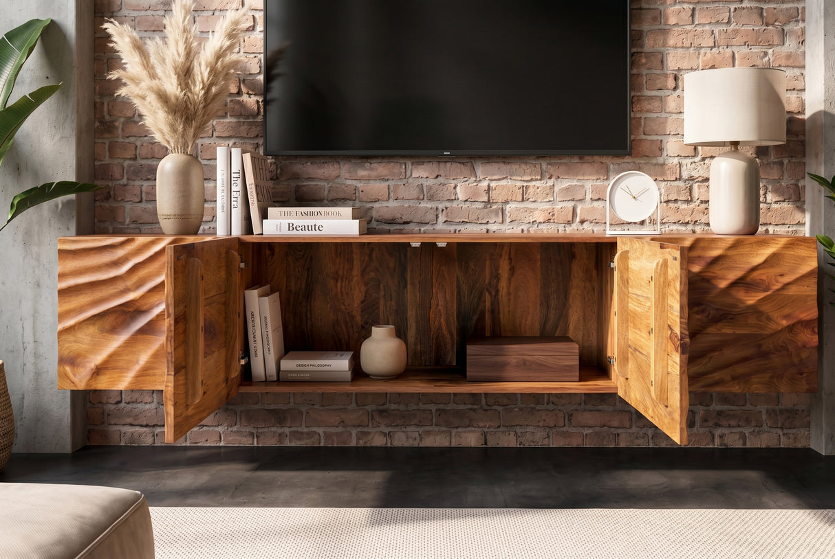 TV-Board SCORPION 200cm Hänge-Lowboard Mangoholz braun