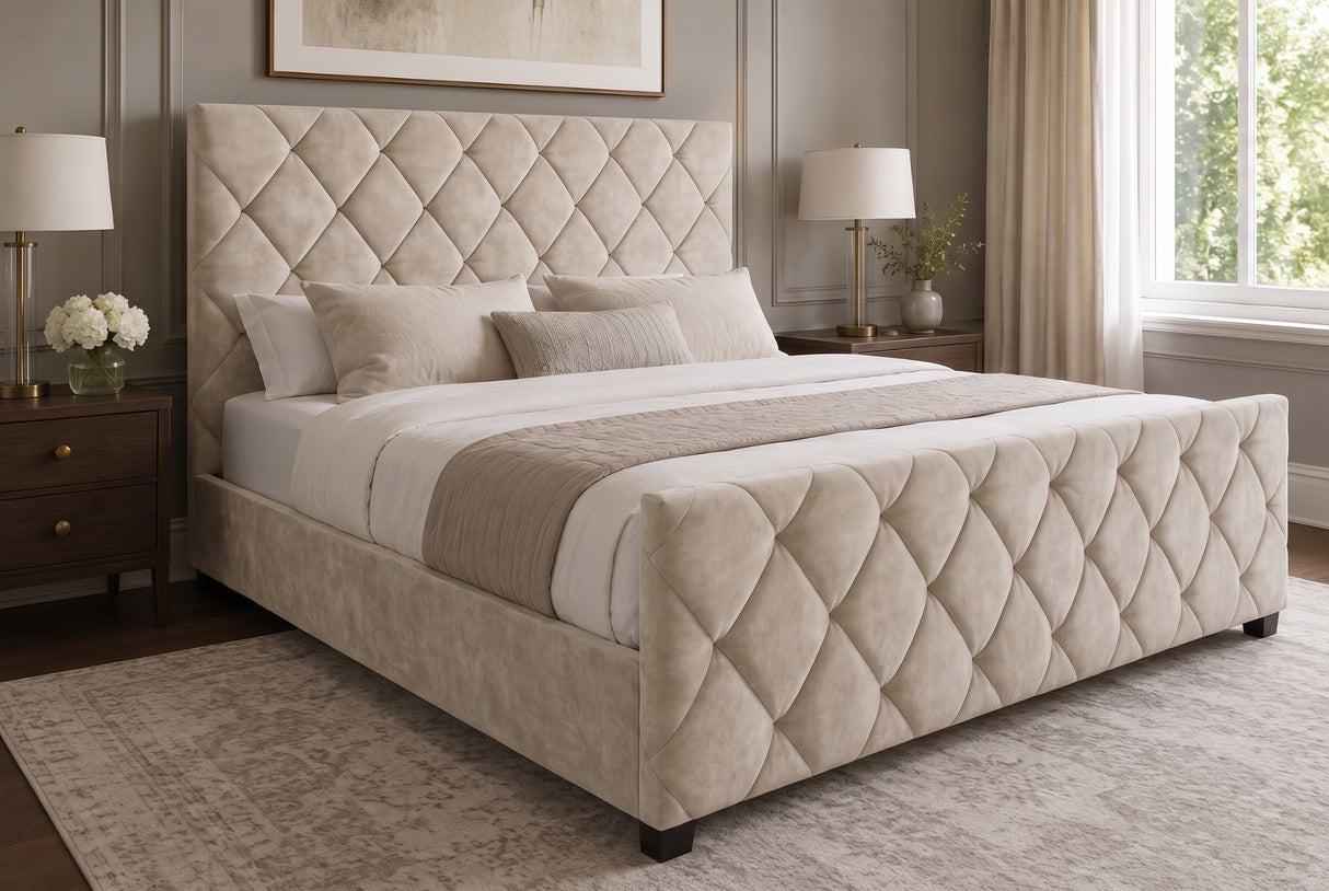 Bett ELYSIUM 160x200cm mit Stauraum Samt champagner